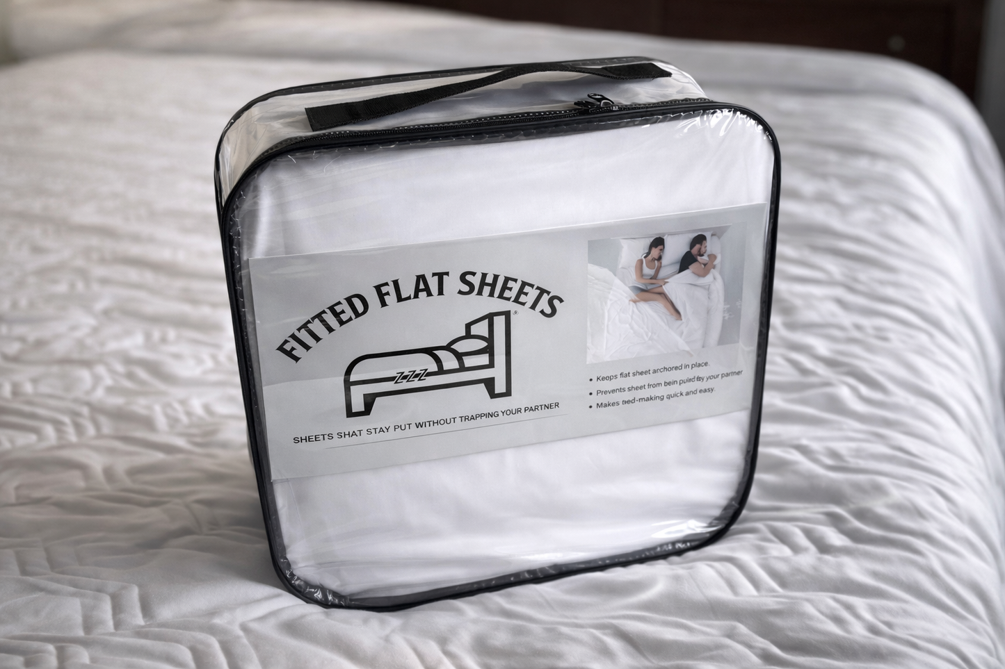 King Size White Fitted Flat Sheet Set