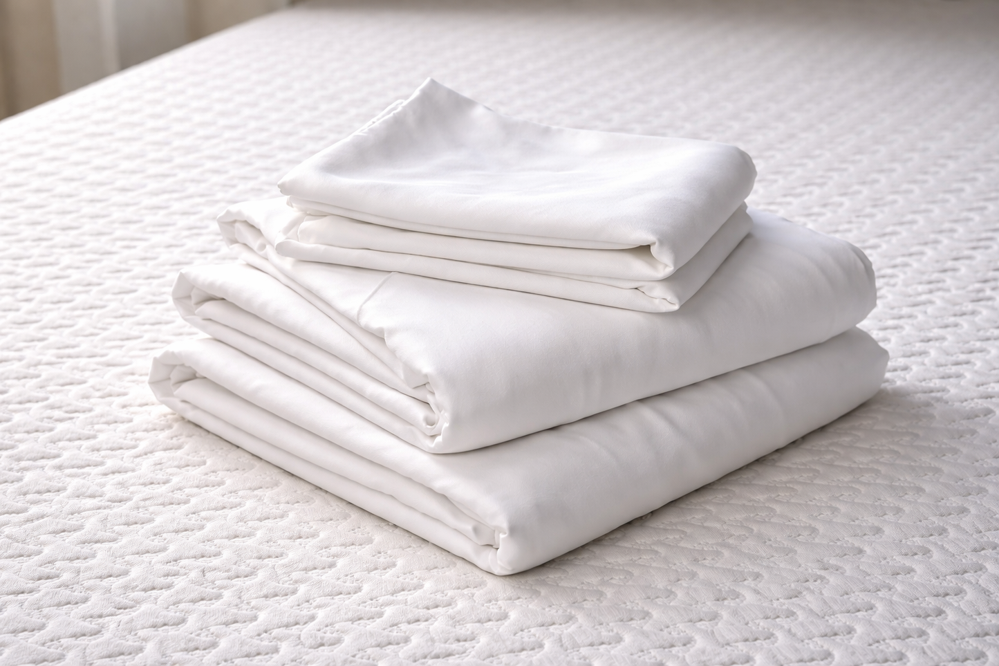 King Size White Fitted Flat Sheet Set