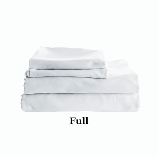 Full Size White Fitted Flat Sheet Set